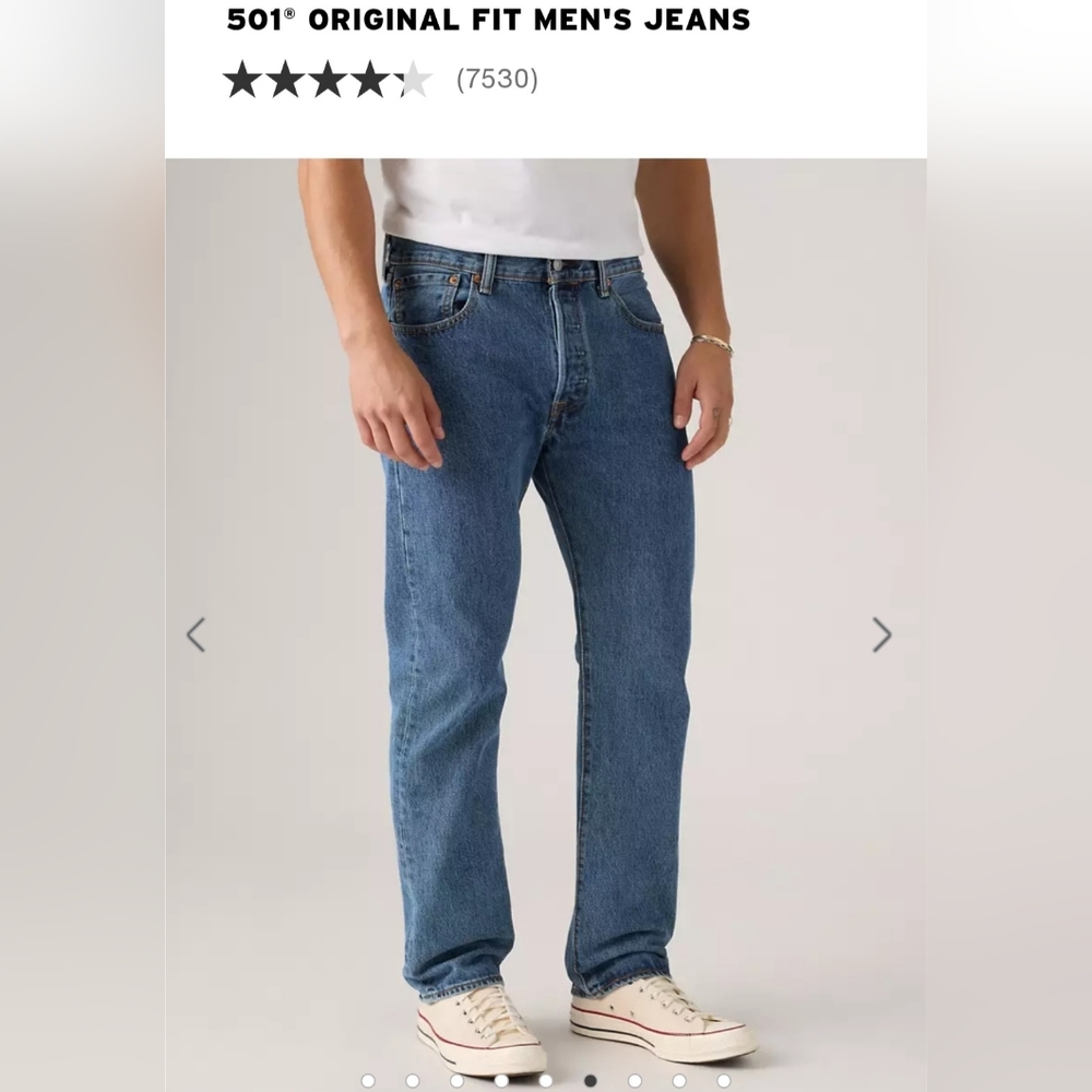 NWT Men's 36x36 Levi's 501 Blue Jeans Straight Leg